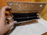 Interior view of brown crocodile leather wallet for women